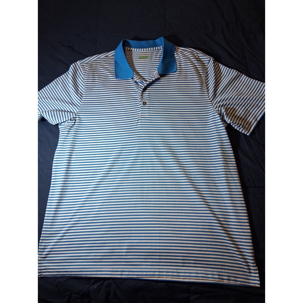 Izod Advantage Performance Mens XL Polo shirt Short Sleeve Stripe Light Blue